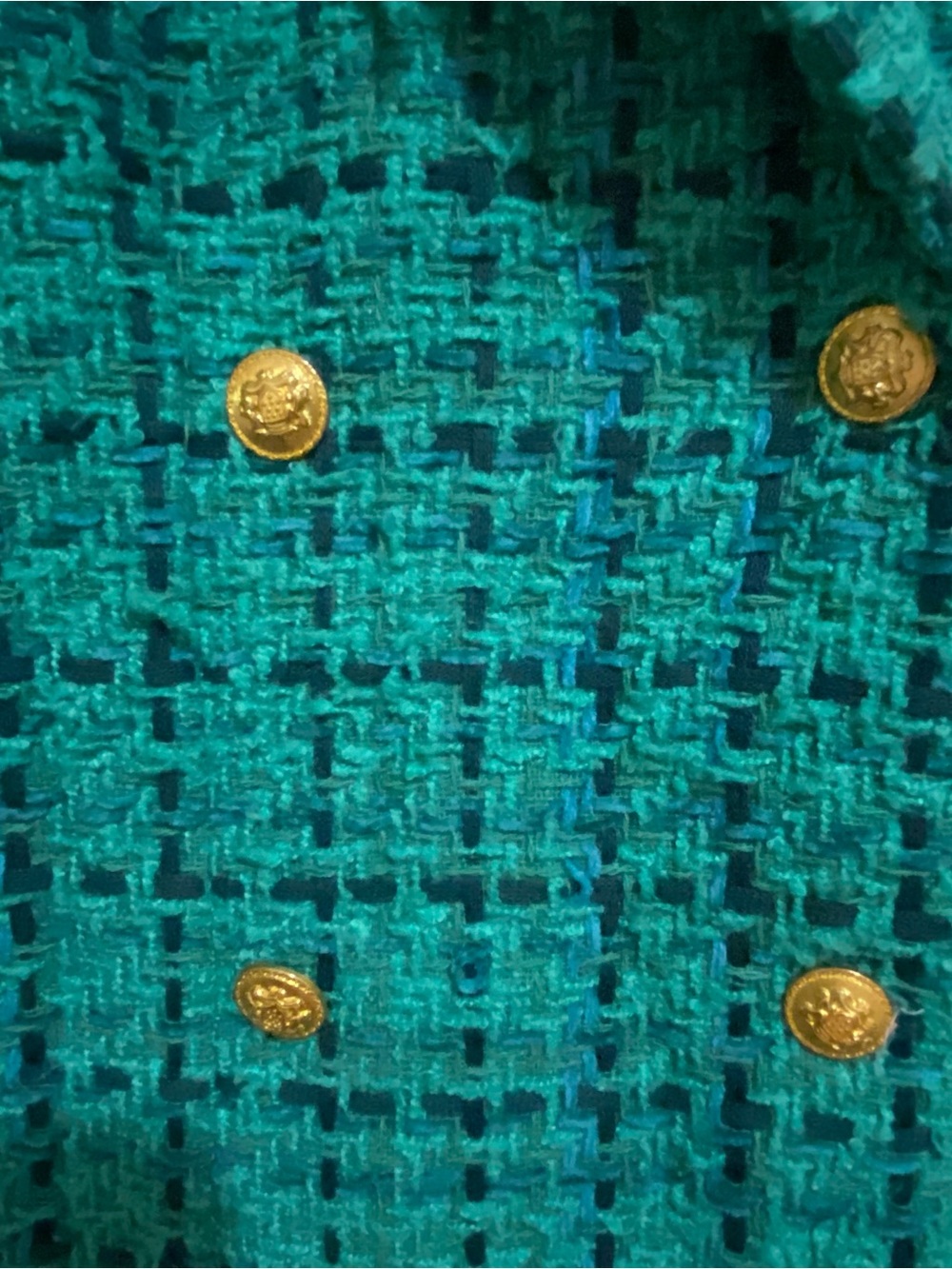 Maison Tara Green Tweed Jacket with Navy Threading - Picture 4 of 6